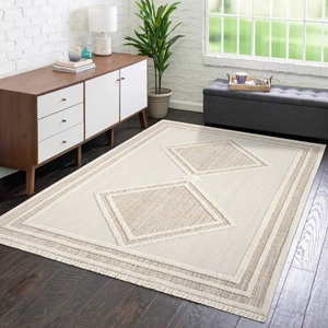 Carpet City, Carpet City Teppich »LINDO 8853«, rechteckig, Kurzflor, Hochtief-Muster/ 3D-Effekt, Fransen, Boho-Stil, Wohnzimmer, Carpet City Teppich »LINDO 8853«, rechteckig, 11 mm Höhe, Kurzflor, Hochtief-Muster/ 3D-Effekt, Fransen, Boho-Stil, Wohnzimmer