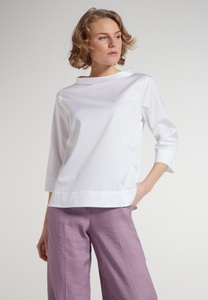 Eterna, ETERNA DREIVIERTELARM BLUSE MODERN CLASSIC SATINBINDUNG WEISS, Eterna Shirtbluse »LOOSE FIT«