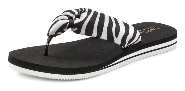 Lascana, LASCANA Badezehentrenner, Flip Flop mit maritimen Ankerprint VEGAN, LASCANA Badezehentrenner, Sandale, Pantolette, Badeschuh ultraleicht mit softem Band VEGAN
