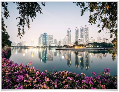 Wall-Art, Wall-Art Poster »Bangkok Lichter«, Landschaften, (1 St.), Poster, Wandbild, Bild, Wandposter, Wall-Art Poster »Bangkok Skyline Fotokunst«, Landschaften, (1 St.), Poster ohne Bilderrahmen