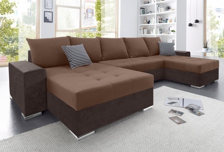COLLECTION AB, COLLECTION AB Wohnlandschaft, mit Bettfunktion, Bettkasten und links oder rechts montierbarer XXL-Recamiere, inklusive Federkern und Zierkissen, COLLECTION AB Wohnlandschaft »Josy XXL U-Form, B: 333 cm, mit 2 Recamieren 77 & 97 cm« mit Bettfunktion, Bettkasten & 2 Zierkissen, Federkern