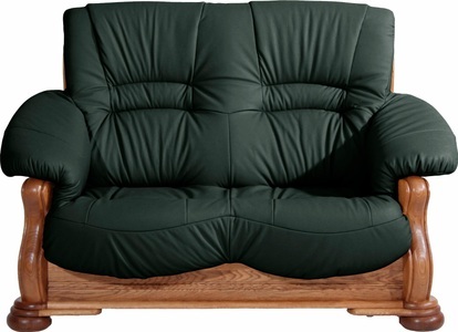 MAX WINZER, Max Winzer® 2-Sitzer »Texas«, mit dekorativem Holzgestell, Breite 147 cm, Max Winzer® 2-Sitzer »Texas, dekoratives Holzgestell aus Eiche mit gefrästen Ornamenten«, bequemer Retro Klassiker, kompakte Stellfläche Breite 147cm