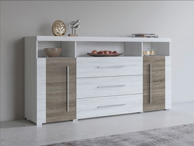 SERIE ROGER, Sideboard »Serie Roger«, Breite 182cm, INOSIGN Sideboard »Roger,Breite 182cm, stilvolle Schrank, 2 Holztüren 3 Schubladen«, Kommode mit viel Stauraum, Einlegeböden verstellbar