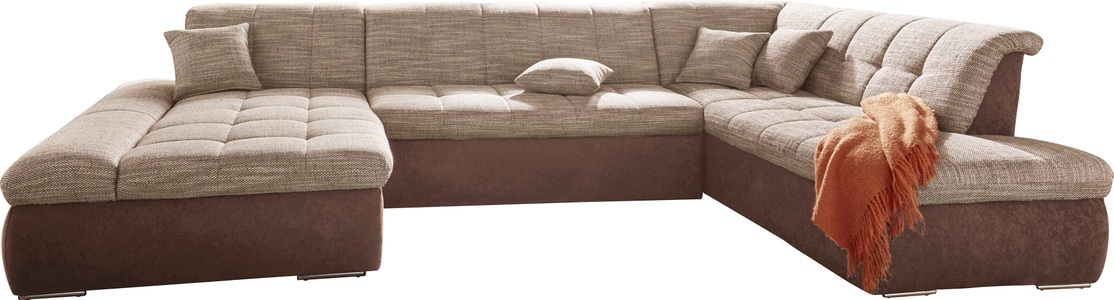 DOMO collection, DOMO collection Wohnlandschaft, DOMO collection Wohnlandschaft »PB Moric wahlweise mit Bettfunktion und Armteilverstellung U-Form« XXL-Format B/T/H: 353/216/80 cm, feine Steppung, incl. Zierkissen