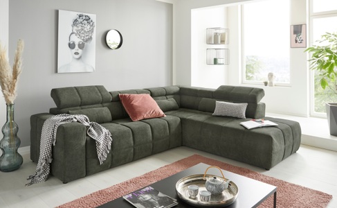 DOMO collection, DOMO collection Ecksofa, DOMO collection Ecksofa »Brandon L-Form, auch in Leder«, inklusive Kopfteilverstellung, wahlweise mit Sitztiefenverstellung