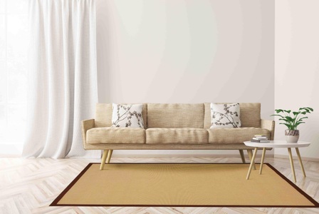 carpetfine, carpetfine Sisalteppich »Sisal«, rechteckig, 5 mm Höhe, carpetfine Sisalteppich »Sisal«, rechteckig, 5 mm Höhe, mit farbiger Bordüre, Anti Rutsch Rückseite