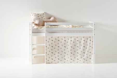 Hoppekids, Hoppekids Hochbett, mit Matratze und Textil-Set, Hoppekids Hochbett »ECO Dream, Kinderbett, Spielbett, Halbhohes Bett aus Massivholz«, inkl. Vorhang-Set Creator, Bettgrösse & Matratze wählbar