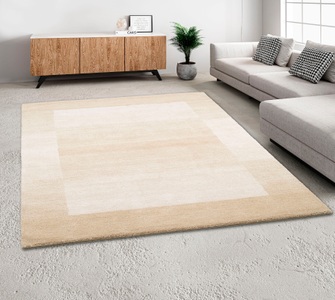 THEKO EXKLUSIV, Wollteppich, »Gabbeh Super«, Theko Exklusiv, rechteckig, Höhe 9 mm, handgewebt, THEKO Wollteppich »Gabbeh Super, Handweb Teppich, Bordüre, reine Wolle, handgewebt«, rechteckig, 9 mm Höhe, Schlafzimmer, Wohnzimmer, Esszimmer, auch als Läufer und Bettumrandung