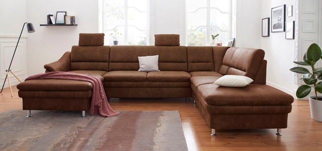 SIT&MORE, sit&more Wohnlandschaft, sit&more Wohnlandschaft »Cardoso U-Form« mit Federkern und Kopfstützen, mit Bettfunktion und Relaxfunktion