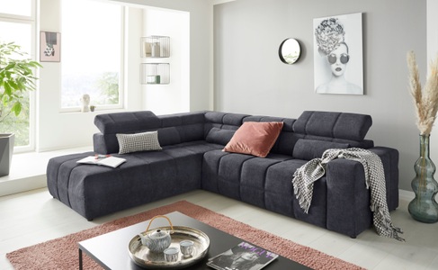 DOMO collection, DOMO collection Ecksofa, DOMO collection Ecksofa »Brandon L-Form, auch in Leder«, inklusive Kopfteilverstellung, wahlweise mit Sitztiefenverstellung