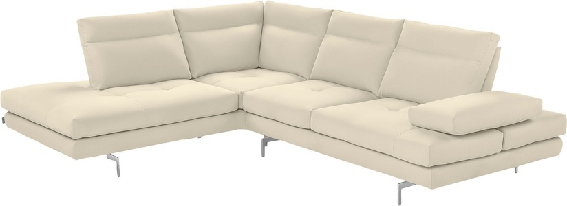 CALIA ITALIA, CALIA ITALIA Ecksofa »Toby Wing«, Sitztiefenverstellung, Eckelement mit Funktion, Füsse in Chrom glänzend, CALIA ITALIA Ecksofa »Toby Wing, L-Form, Multifunktionssofa, bequem und edel«, Sitztiefenverstellung und Armteilfunktion, Füsse chrom glänzend