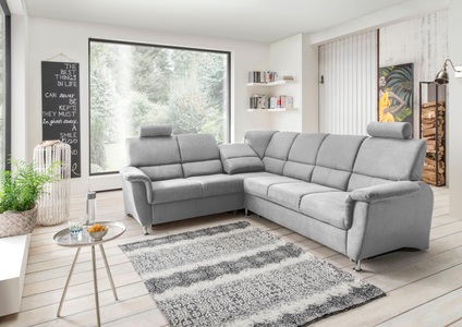 HOME AFFAIRE, Home affaire Ecksofa »Pisa«, mit Bettfunktion und Bettkasten, Home affaire Ecksofa »Pisa L-Form, mit Schlaffunktion, Stauraum, 2x höhenverstellbare«, Kopfstützen und Relaxfunktion im Eckelement