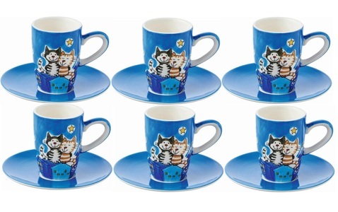 Mila, Mila Espressotasse »Nachtkatzen 60 m«, (6 tlg.), 
