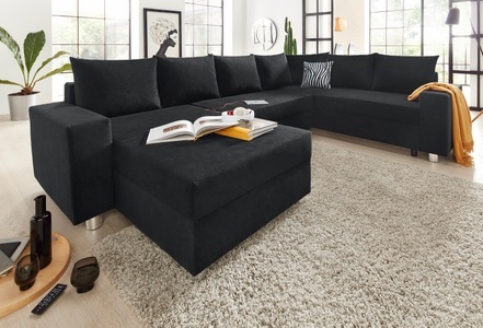 COLLECTION AB, COLLECTION AB Wohnlandschaft, mit Federkern, wahlweise mit Bettfunktion und Bettkasten, inklusive loser Zier- und Rückenkissen, frei im Raum stellbar, COLLECTION AB Wohnlandschaft »Paris U-Form«, mit Federkern, wahlweise mit Bettfunktion und Bettkasten