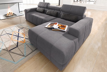 DOMO collection, DOMO collection Ecksofa, DOMO collection Ecksofa »Brandon grosse Ausführung B/T/H: 289/177/80 cm, auch in Leder und Cord«, mit Kopfteilverstellung, wahlweise Sitztiefenverstellung, L-Form