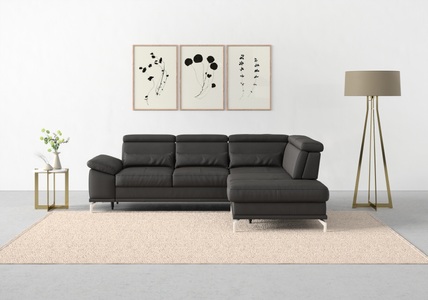SIT&MORE, sit&more Ecksofa »Cabrio«, mit Sitztiefenverstellung und Federkern, 3 Nierenkissen, sit&more Ecksofa »Cabrio L-Form, B: 274 cm, mit Sitztiefen-, Arm- & Kopfteilverstellung« 3 Nierenkissen, Federkern, optional Bettfunktion und Stauraum