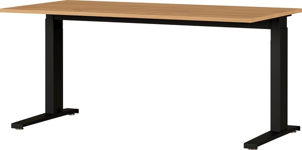 undefined, Schreibtisch Agenda, mech. höhenverstellbar, B 1600 x T 800 x H 670-870 mm, lichtgrau/silber, Schreibtisch Agenda - eiche/schwarz - Holzwerkstoff - 160/80/88 cm