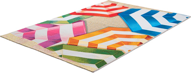 Sansibar, Sansibar Teppich »Rantum Beach SA-019«, rechteckig, 5 mm Höhe, Flachgewebe, modernes Design, Motiv Sonnenschirme, In- & Outdoor geeignet, Wohnzimmer, Sansibar Teppich »Rantum Beach SA-019«, rechteckig, 5 mm Höhe, Flachgewebe, modernes Design, Motiv Sonnenschirme, Outdoor geeignet
