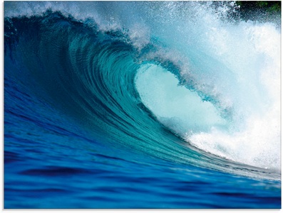 Artland Glasbild »Blaue Surfwelle«
