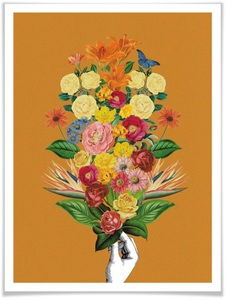 Wall-Art, Wall-Art Poster »Botanical Gelb«, Schriftzug, (1 St.), Wall-Art Poster »Botanical Gelb Blumenstrauss«, Schriftzug, (Set, 1 St.), Poster ohne Bilderrahmen