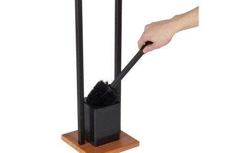 relaxdays, relaxdays Toilettengarnitur mit Ablage Schwarz, relaxdays WC-Garnitur, aus Kunststoff-Metall