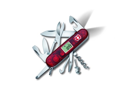 Victorinox, Victorinox Traveller Lite 1.7905.AVT Schweizer Taschenmesser mit Digitalanzeige Anzahl Funktionen 21 Rot (transparent), 