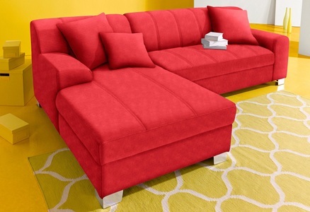 INOSIGN, INOSIGN Ecksofa, wahlweise mit Bettfunktion, INOSIGN Ecksofa »Turah incl. Zierkissen, moderne Steppung, auch in Leder«, wahlweise mit Bettfunktion, Schlafsofa, B/T/H: 239/152/75 cm, L-Form