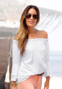 Lascana, LASCANA Strandbluse, LASCANA Carmenbluse, aus gewebter Viskose, Damenbluse, Basic, schulterfrei