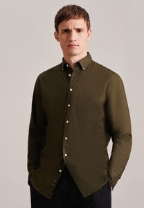Seidensticker, Casual Hemd Regular Fit Langarm Uni Herren Grün 50, 