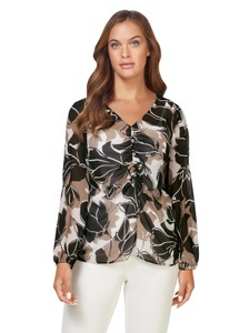 undefined, Druckbluse in champagner-dunkeltaupe-bedruckt von Ashley Brooke, 