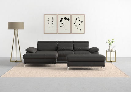 SIT&MORE, sit&more Ecksofa »Cabrio«, mit Sitztiefen- und Armteilverstellung sowie Federkern, 2 Nierenkissen, sit&more Ecksofa »Cabrio L-Form, B: 295 cm, mit Sitztiefen-, Arm- & Kopfteilverstellung« 2 Nierenkissen, Federkern, optional Bettfunktion und Stauraum