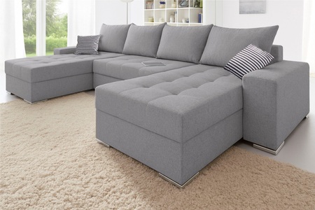 COLLECTION AB Wohnlandschaft »Josy XL U-Form, Breite: 313 cm« mit Bettfunktion, Bettkasten & 2 Zierkissen, Federkern