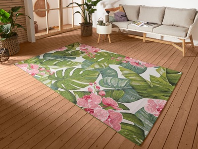 Hanse Home, HANSE Home Outdoorteppich »Tropical«, rechteckig, 3 mm Höhe, strapazierfähig, robust, pflegeleicht, fussbodenheizungsgeeignet, HANSE Home Outdoorteppich »Tropical«, rechteckig, 3 mm Höhe, In-& Outdoor, Teppich, Wetterfest, Balkon, Garten, Wohnzimmer, Floral