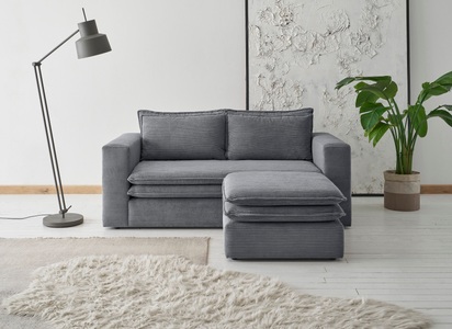 PLACES OF STYLE, Places of Style Sitzgruppe »PIAGGE«, (2 tlg.), 2-Sitzer-Sofa und Hocker klein im Set, Home affaire Sitzgruppe »PIAGGE« 2 Stk. tlg. 2-Sitzer-Sofa und Hocker klein im Set
