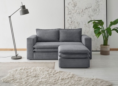 PLACES OF STYLE, Places of Style Sitzgruppe »PIAGGE«, (2 tlg.), 2-Sitzer-Sofa und Hocker klein im Set, Places of Style Sitzgruppe »PIAGGE«, (2 tlg.), 2-Sitzer-Sofa und Hocker klein im Set