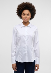 Eterna, ETERNA Langarm Bluse »MODERN CLASSIC«, Satin Shirt Bluse in weiß unifarben