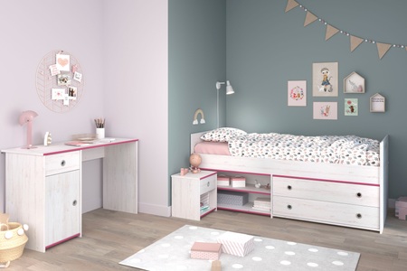 Parisot Jugendzimmer-Set »Smoozy«, (3 tlg., Stauraumbett, Nachttisch und Schreibtisch)