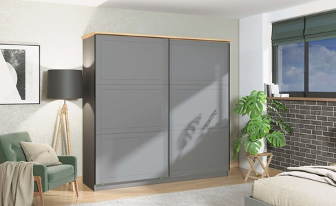 HOME AFFAIRE, Home affaire Schwebetürenschrank »Valencia«, INKLUSIVE komplette Innenausstattung, 220cm breit, Home affaire Schwebetürenschrank »Valencia, Kleiderschrank im Landhausstil, 220x214x65,5cm«, mit kompletter Innenausstattung, FSC®-zertifizierter Holzwerkstoff