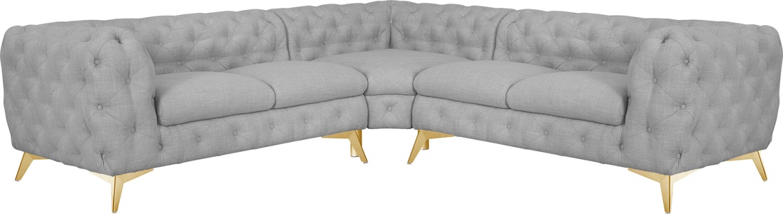 Leonique Ecksofa »Glynis«, mit aufwändiger Knopfheftung in moderner Optik, Fussfarbe wählbar