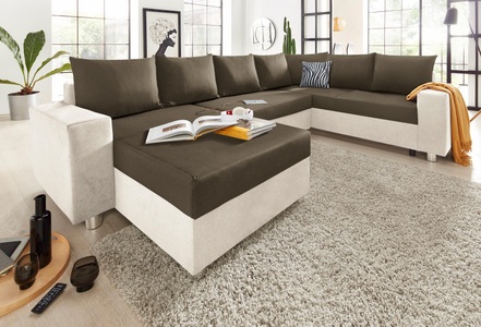 COLLECTION AB, COLLECTION AB Wohnlandschaft, mit Federkern, wahlweise mit Bettfunktion und Bettkasten, inklusive loser Zier- und Rückenkissen, frei im Raum stellbar, COLLECTION AB Wohnlandschaft »Paris U-Form«, mit Federkern, wahlweise mit Bettfunktion und Bettkasten