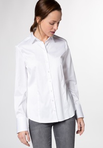 Eterna, ETERNA Langarm Bluse »MODERN CLASSIC«, Satin Shirt Bluse in weiß unifarben