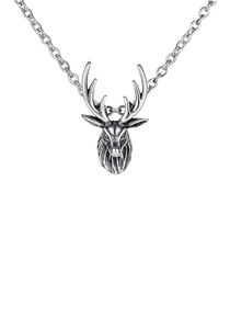 FIRETTI, Firetti Kette mit Anhänger »Hirsch, teilweise geschwärzt«, Firetti Kette mit Anhänger »Schmuck Geschenk, Hirsch, teilweise geschwärzt«