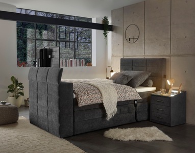 ED EXCITING DESIGN, ED EXCITING DESIGN Boxspringbett »Denver« inkl. Motor, Topper und motorisierter TV-Halterung bis 40 Zoll