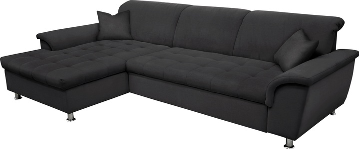 DOMO collection, DOMO collection Ecksofa, DOMO collection Ecksofa »Franzi Steppung im Sitzbereich B7T/H: 278/162/80 cm, L-Form« ohne Funktion, Flachgewebe, graphite