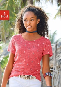 BEACHTIME, Beachtime T-Shirt, Beachtime T-Shirt, mit maritimem Anker-Druck