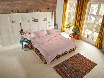 hip, HIP Bettwäsche-Set Uni 135 x 200 cm Rosa, hip Bettwäsche »Hip Uni«, 100% Baumwolle, Mako-Satin, 135x200, Unifarben Weiss, Reissverschluss