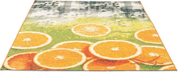 Sansibar, Sansibar Teppich »Rantum Beach 002«, rechteckig, 5 mm Höhe, Flachgewebe, modernes Sommer Design, Motiv Orangenscheiben, In- & Outdoor geeignet, Wohnzimmer, Sansibar Teppich »Rantum Beach 002«, rechteckig, 5 mm Höhe, Flachgewebe, modernes Sommer Design, In- und Outdoor geeignet