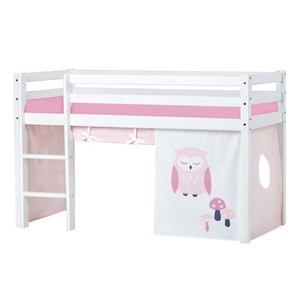 Hoppekids, Hoppekids Hochbett, mit Matratze und Textil-Set, Hoppekids Hochbett »ECO Dream, Kinderbett, Spielbett, Halbhohes Bett aus Massivholz«, inkl. Vorhang-Set Creator, Bettgrösse & Matratze wählbar