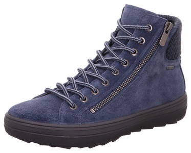 Legero, Legero Winterboots »MIRA«, mit gepolstertem Schaftrand, Legero Schnür-Stiefelette aus Veloursleder mit Gore-Tex jeansblau