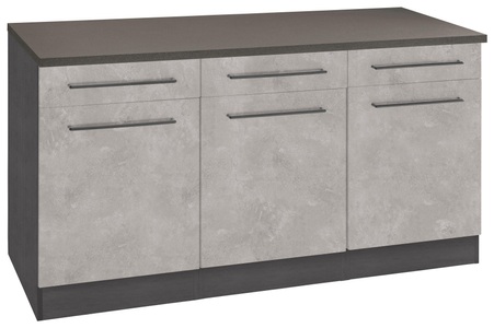 HELD MÖBEL, HELD MÖBEL Unterschrank »Tulsa«, 150 cm breit, 3 Schubkästen, 3 Türen, viel Stauraum, auch als Sideboard verwendbar, schwarzer Metallgriff, hochwertige MDF Front, KOCHSTATION Unterschrank »KS-Tulsa«, 150 cm breit, 3 Schubkästen, 3 Türen, auch als Sideboard verwendbar